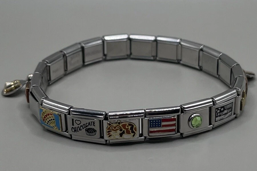 Pulsera Zoppini Patrizia Longaberger Acero Inoxidable Elastizado Expansión 19 Dijes Foto 3 de 4