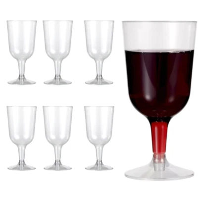C&S HOMESTORE 6 x 170ml/6oz Clear Plastic Hard Wine Glass Reusable Champagne Cocktail Dessert