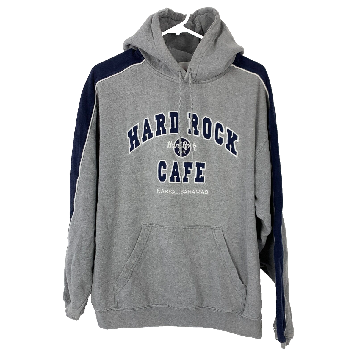Hard Rock Cafe Nassau Bahamas Hoodie Sweatshirt Gray Blue Mens