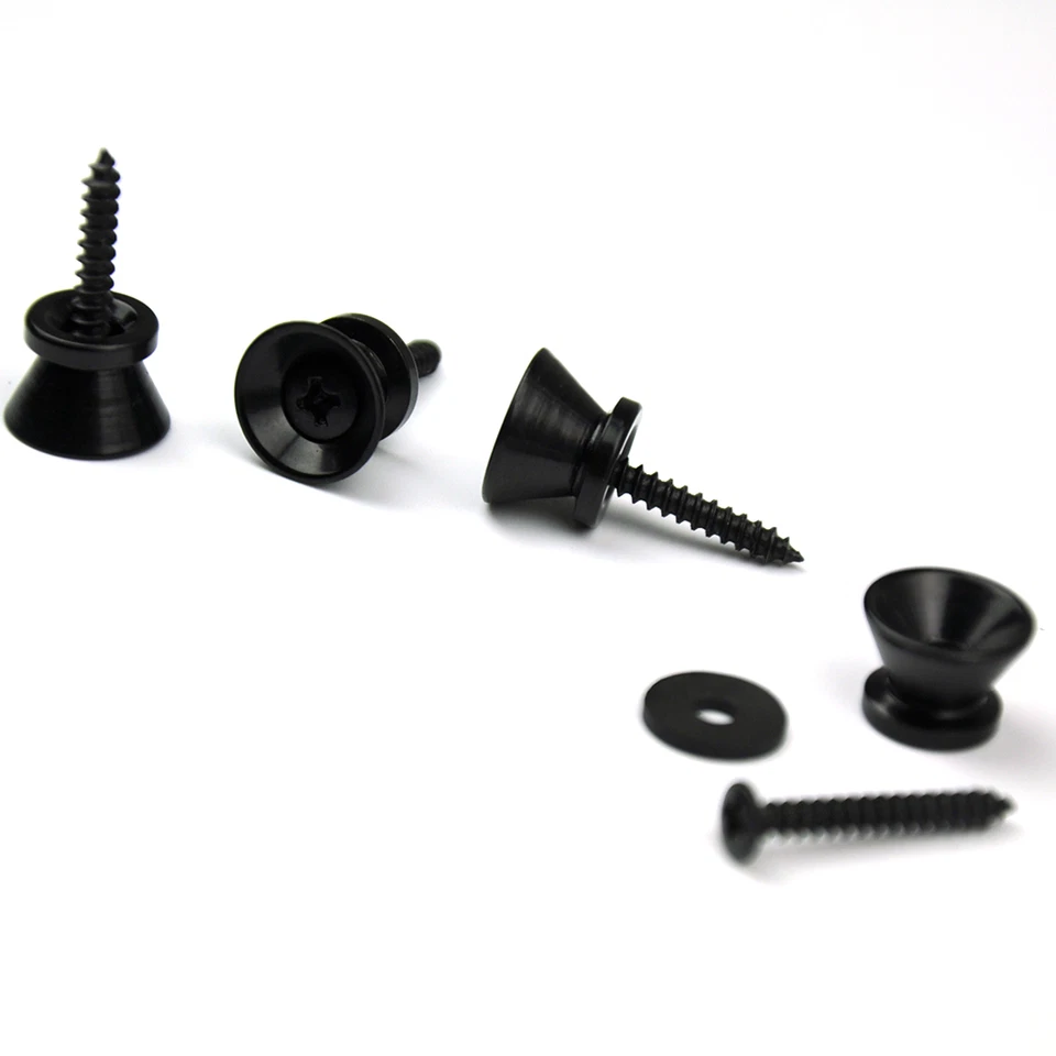 10 Sets of Black Universal Guitar Strap Locks Nails Buttons + Screws + Pad - Image 2 of 3