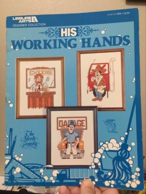 Leisure Arts HIS WORKING HANDS ~ 8 jobs Cross Stitch charts bartender mechanic +