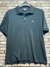 Lacoste Mens Polo Shirt Black Size 7 / 2XL 100 Cotton Short Sleeve Soft
