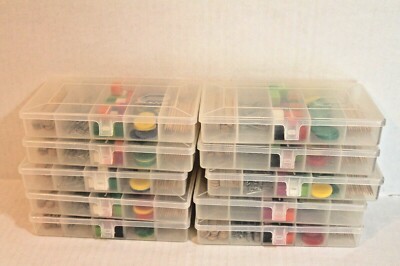 LOT of 10 Sets of Math Manipulatives Counting Aides in Plastic Boxes
