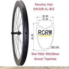 700C Road Gravel Bike Wheelset Front Carbon Rim Tubeless Boost Center Lock Hub