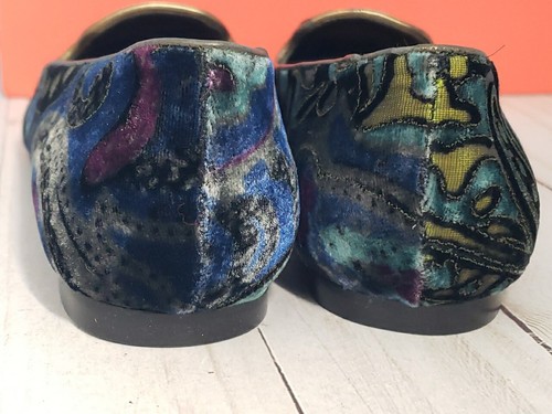IVANKA TRUMP KENNI 2 Dark Blue Multi Designer Smoking Flats Loafers 6.5M shoes - Picture 6 of 12