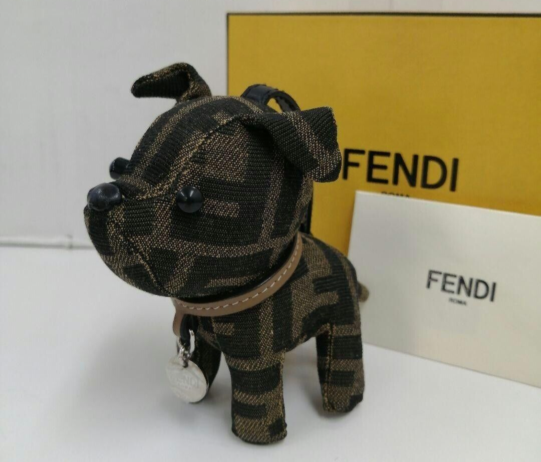 フェンディ FENDI ドッグカラー キーホルダー FENDI dog Keychain bag Charm logo color brown fashion goods