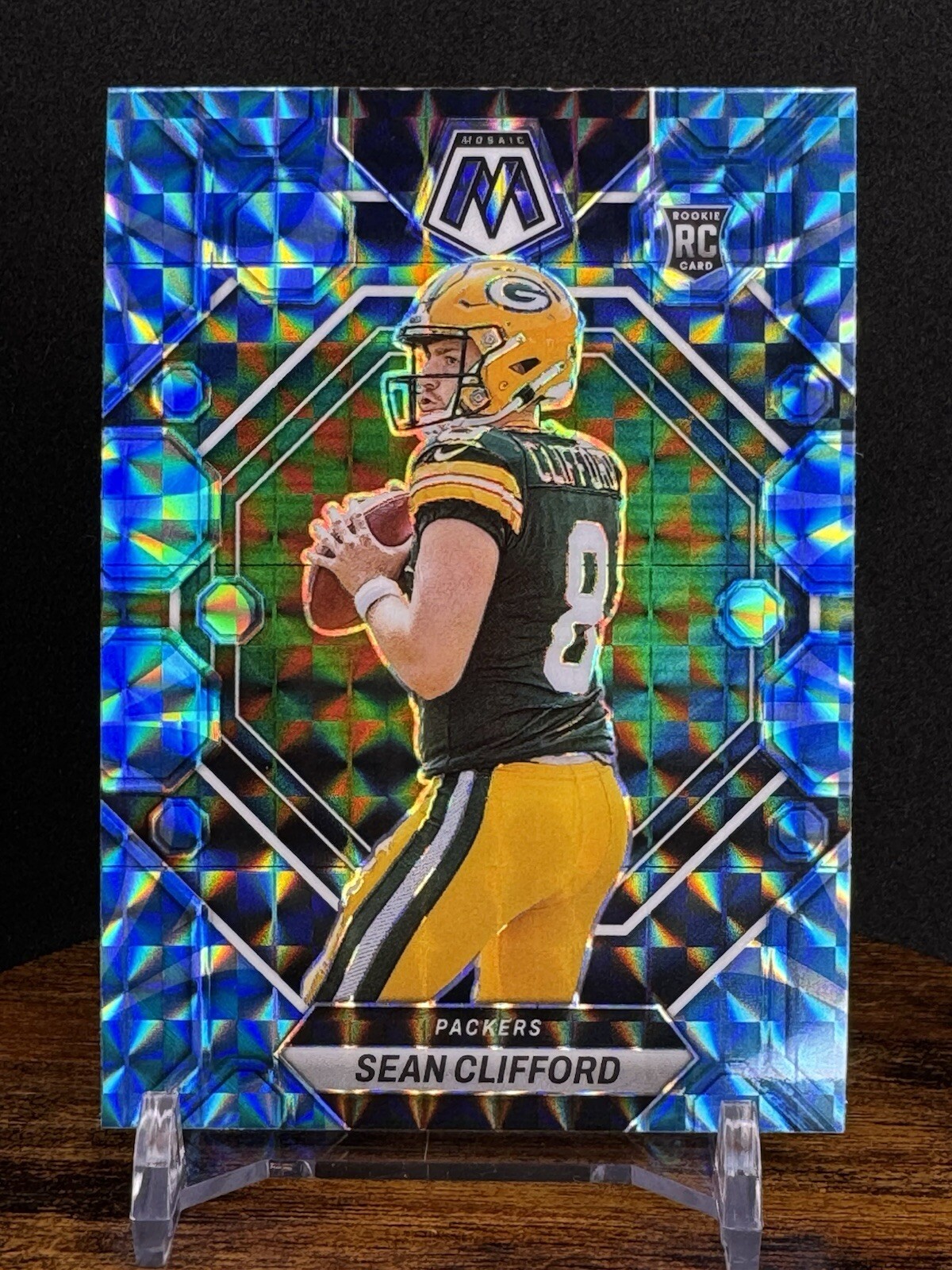 2023 Panini Mosaic Sean Clifford Blue Reactive Mosaic #361 Green Bay Packers