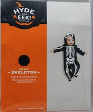 Halloween Hyde Eek Infant Skeleton Hooded Jumpsuit Costume Size 0-6 months