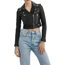 Nwt Lamarque Ciara Leather Crop Biker Jacket In Black Women's Size M $595