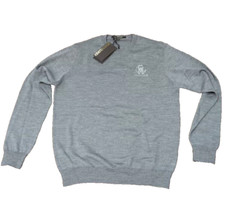 Roberto Cavalli Classic Grey Wool Crewneck Knit Sweater sz Large BS-S1212-B006