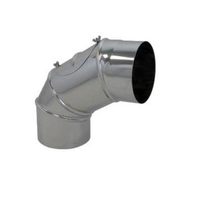 Edelstahl Abgasrohr Rauchrohrbogen Bogen Winkelelement mit Tür 130mm
