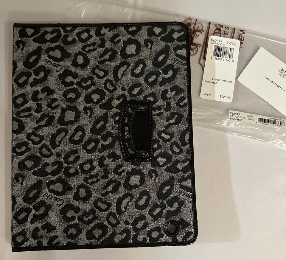 NEW Coach SIS Ocelot Leopard Print iPad Case SV/Gray/Multi #F62897 - Image 2 of 4