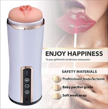 HandsFree Automatic Masturbaters Male Heating Cup Telescopic Stroker Lubricants