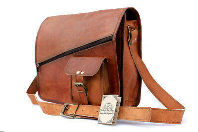 Handmade 16 Inch Brown Leather Backpack For Men Vintage Easy Open Push Lock