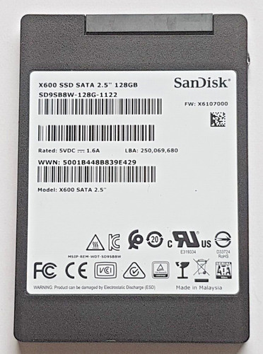 128 GB SATA III SanDisk X600 SSD SD9SB8W-128G-1122 3D-NAND TLC 2.5" Festplatte