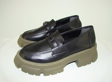 New Steve Madden Trifecta Black/Olive Platform Bit Loafers Sz 9.5 100 C116