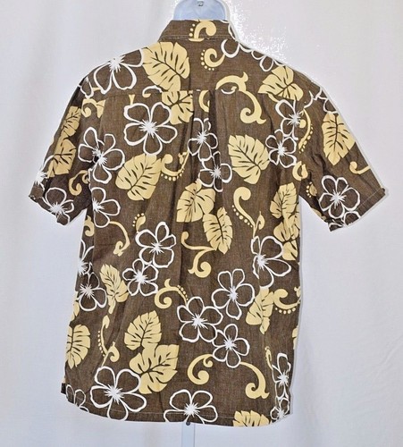Two Paddles Hawaii Made Banana Leaves Mens XL 50" Brown Button Front Camp Shirt - Picture 2 of 6