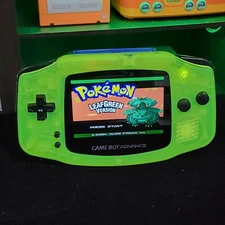 Glow In The Dark Green Game Boy Advance GBA with iPS V5 And USB-C Mods