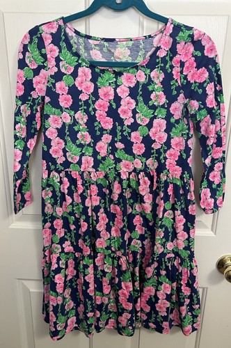 Lilly Pulitzer Oyster Bay Navy De Vine Geanna Swing Dress Tiered Hem Size XS