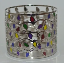 NEW BATH & BODY WORKS CHRISTMAS LIGHTS LARGE 3 WICK CANDLE HOLDER SLEEVE 14.5OZ