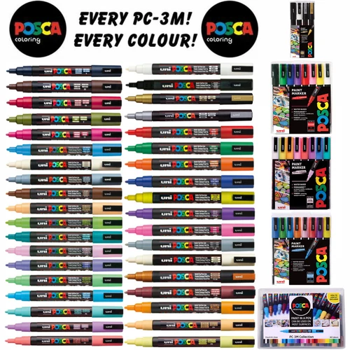 Uni Posca Paint Marker Art Pens PC-3M Fine All 45 Colours Available