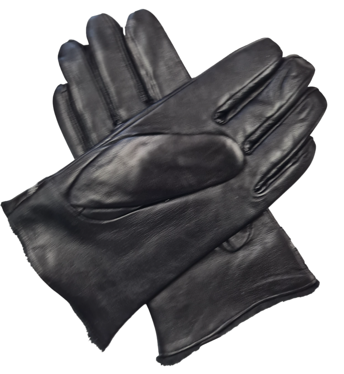 Gants Homme Cuir Noir Doublure Polaire - Compatibles écran Tactile - Soft Touch - Hiver