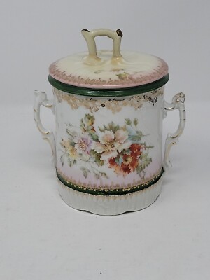 Antique Carl Tielsch Altwasser German Porcelain Floral Condensed Milk Holder 