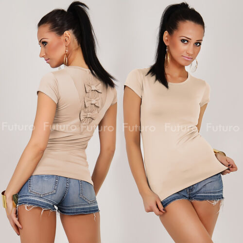 Ladies Top With Bows & Lace At The Back Tunic Scoop Neck T-Shirt Sizes 8-18 8025 - Picture 4 of 8