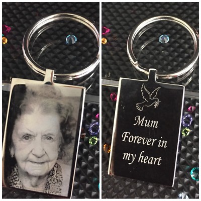 Schlüsselanhänger personalisiert mit Gravur Foto Text Memorial Erinnerung Weihnachten