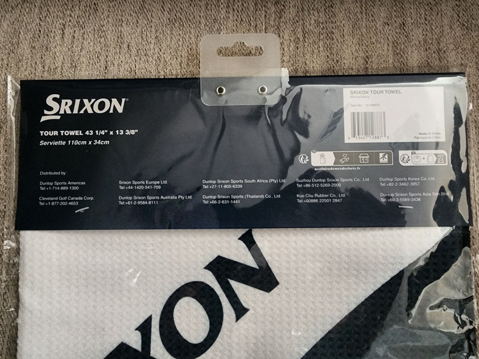 Srixon Open Championship Blue Plaid Towel⛳⛳⛳43 1/4"X13 3/8" Navy & White
