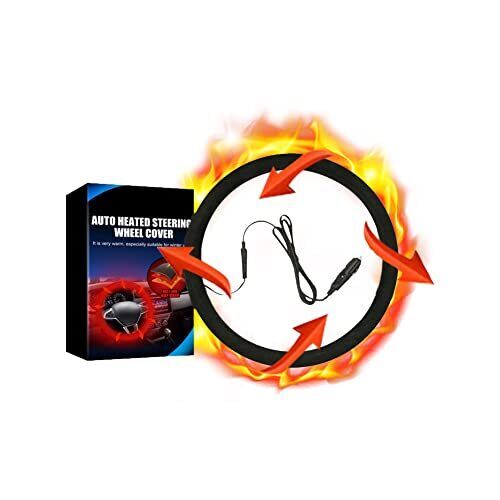 Car Steering Wheel Cover Heated Universal Motor Trend Tangle Free Design Warming - Foto 2 di 19