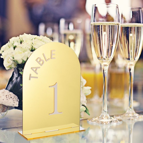 15pcs 4.8 x 7 Inch Gold Arch Acrylic Sign, Acrylic Table Sign for Wedding Party - Picture 4 of 6