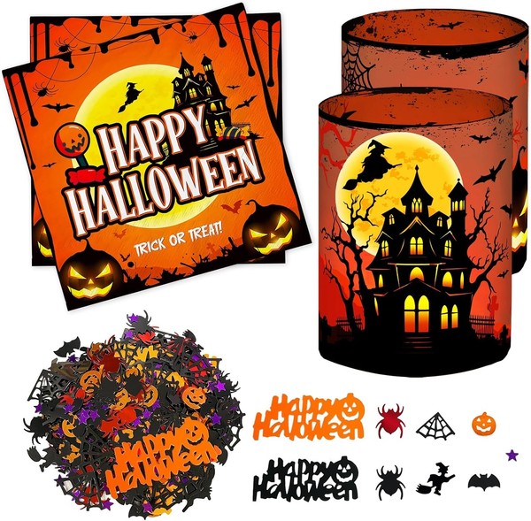 Servietten Halloween 20 StüCk Windlicht 12 StüCk Konfetti Streudeko Tischdeko-image