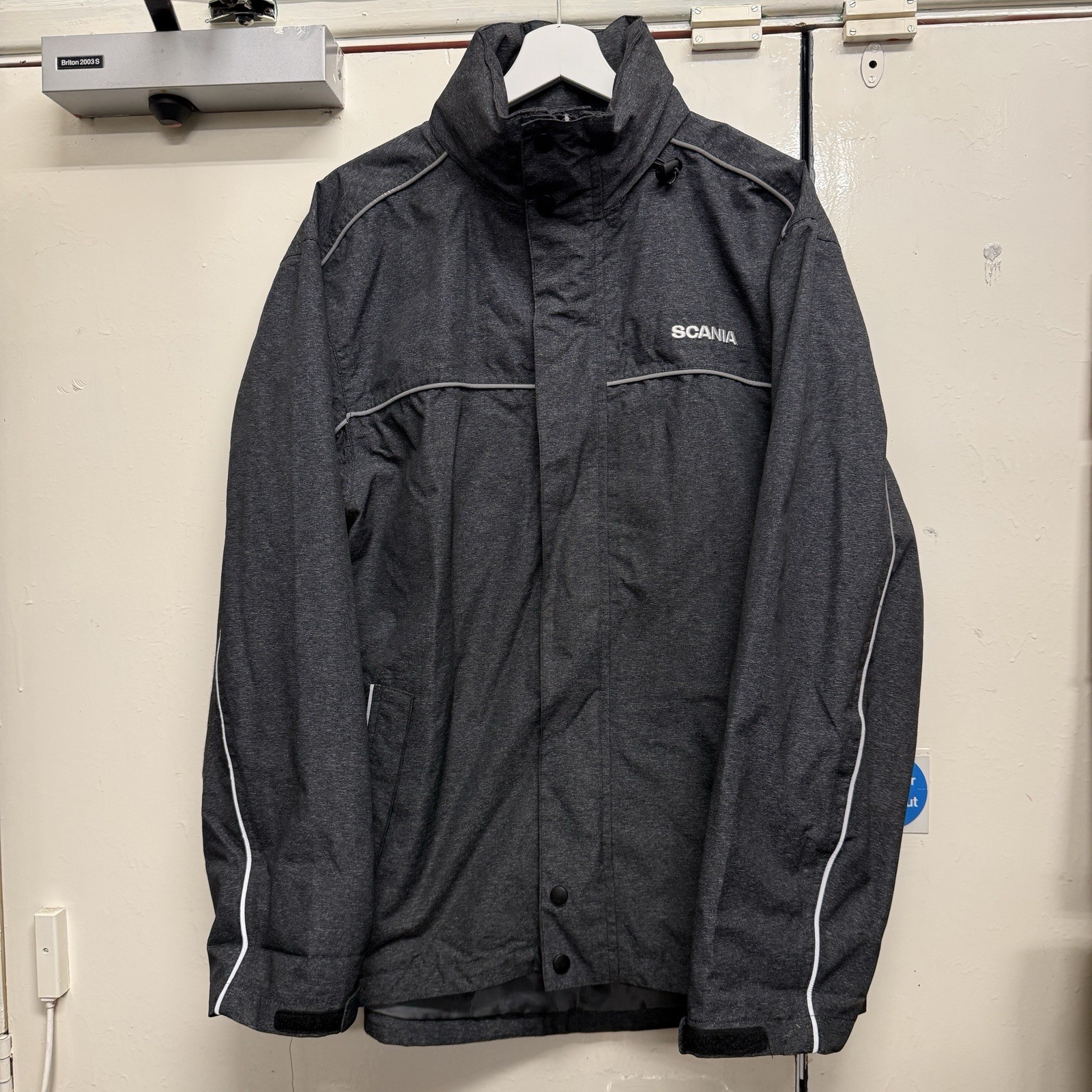 Scania Jacket Trucker Trucking Hooded Water Resistant Medium Grey