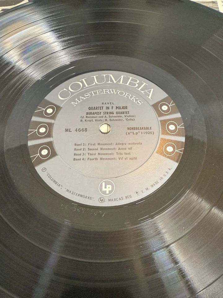 Ravel/ Debussy - 1953 Vinyl LP - Budapest String Columbia Masterworks ML4668 VG+ - Image 3 of 4