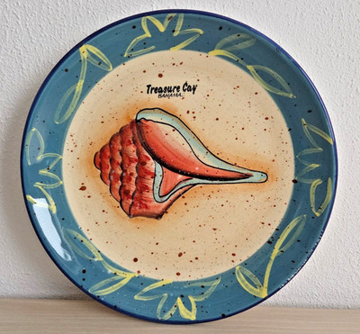 Treasure Cay Bahamas Souvenir Deko-Teller Sammel-Teller Muschel AGIFTCORP 60er