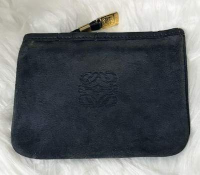 LOEWE Tasche Multi Case Wildleder Leder Anagramm Navy Ton Vintage Breite 15 cm