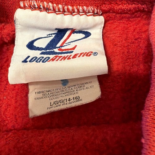 Vtg 90s Logo Athletic Kansas City Chiefs Sweatshirt Embroidered Red Sz L 14-16 - Afbeelding 5 van 13