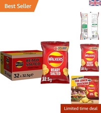 Ready Salted Crisps - 32.5g Pack of 32 | Vegetarian-Friendly Snack Delight