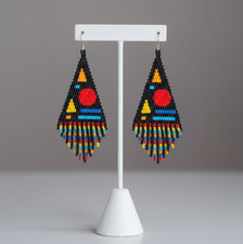 Handmade Seed Bead Fringe Earrings - Long Tassel Beaded Jewelry for Women