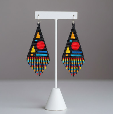 Handmade Seed Bead Fringe Earrings - Long Tassel Beaded Jewelry for Women