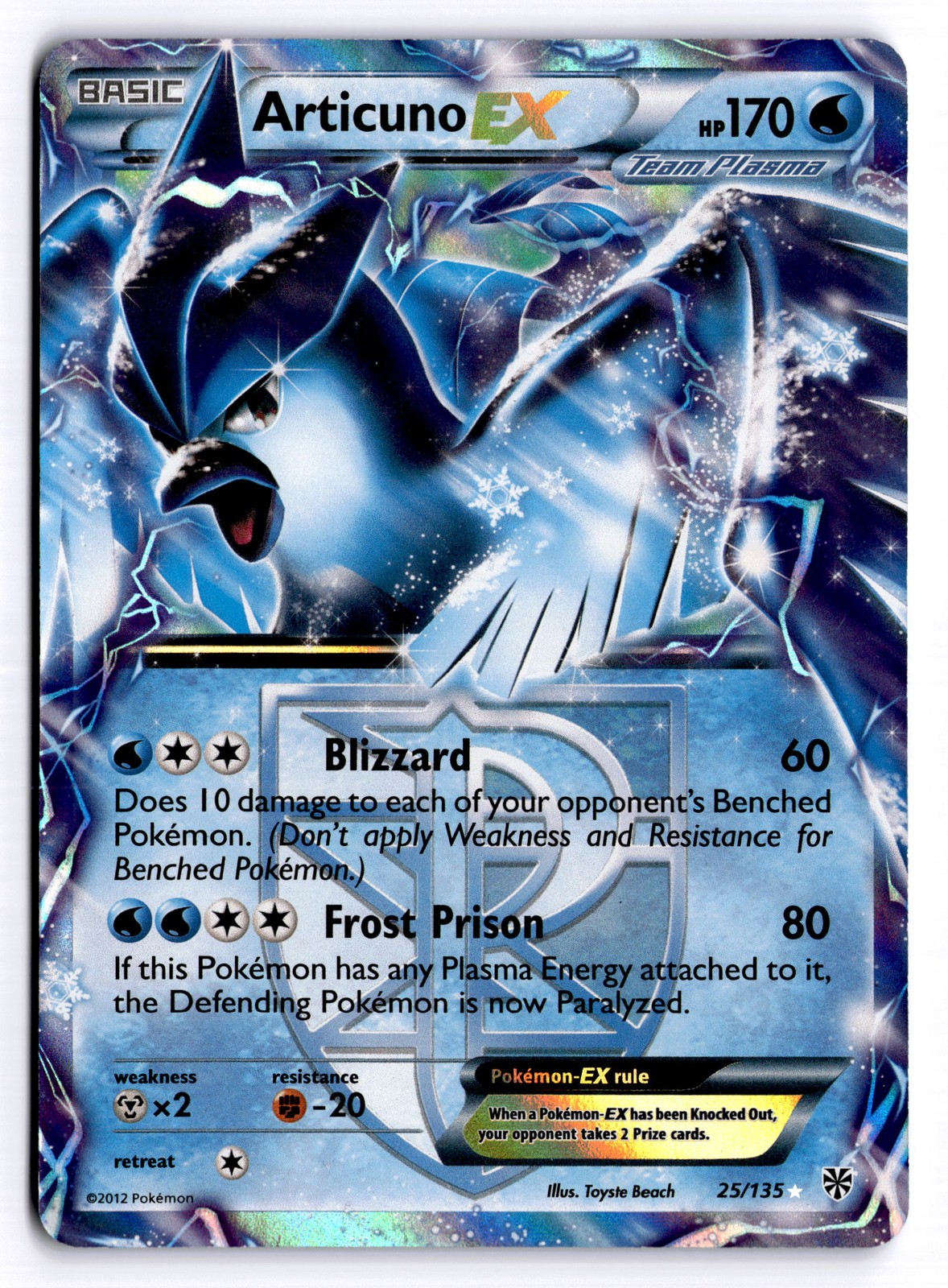 Articuno EX (Team Plasma) Ultra Rare Plasma Storm 25/135 NM