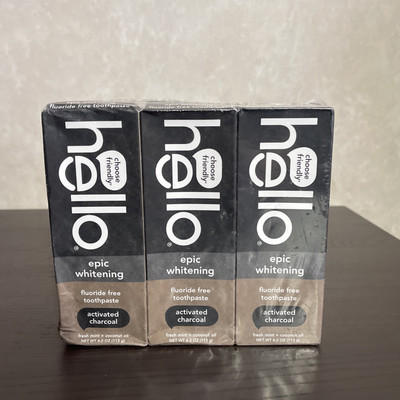 Hello Activated Charcoal Toothpaste, Fluoride Free with Activated Charcoal, T...