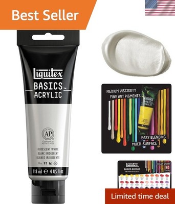 BASICS 4oz Iridescent White Acrylic Paint - Ideal for Beginners & Professionals