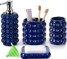 4 Piece Ceramic Bathroom Accessories Set Soap Dispenser,Toothbrush