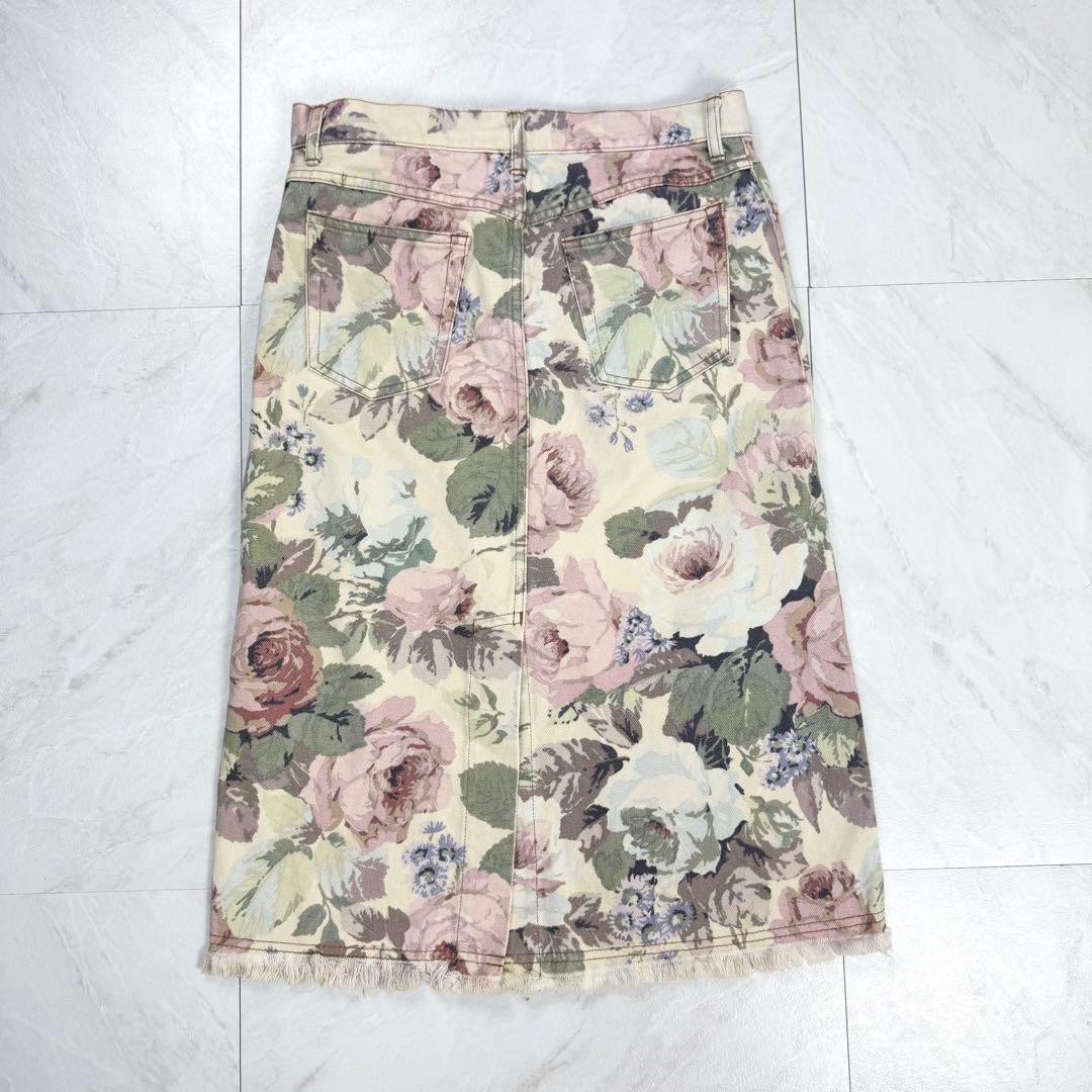 Junya Watanabe Comme des Garcons Denim Floral Skirt S Off White Ivory Multicolor thumbnail 6