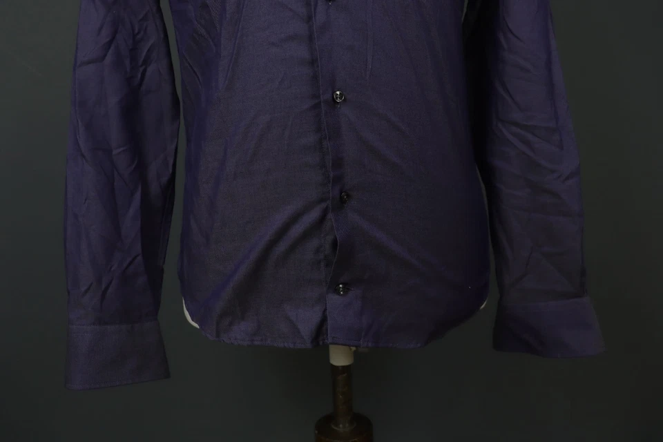 Camisa de vestir Armani Collezioni de algodón púrpura calce moderno con botones talla 40/15,75 Foto 4 de 4