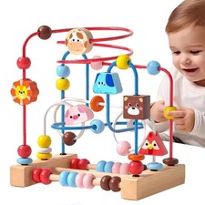 Montessori Baby Toys Wooden Roller Coaster Bead Maze Abacus Math Toys Toddler Ea