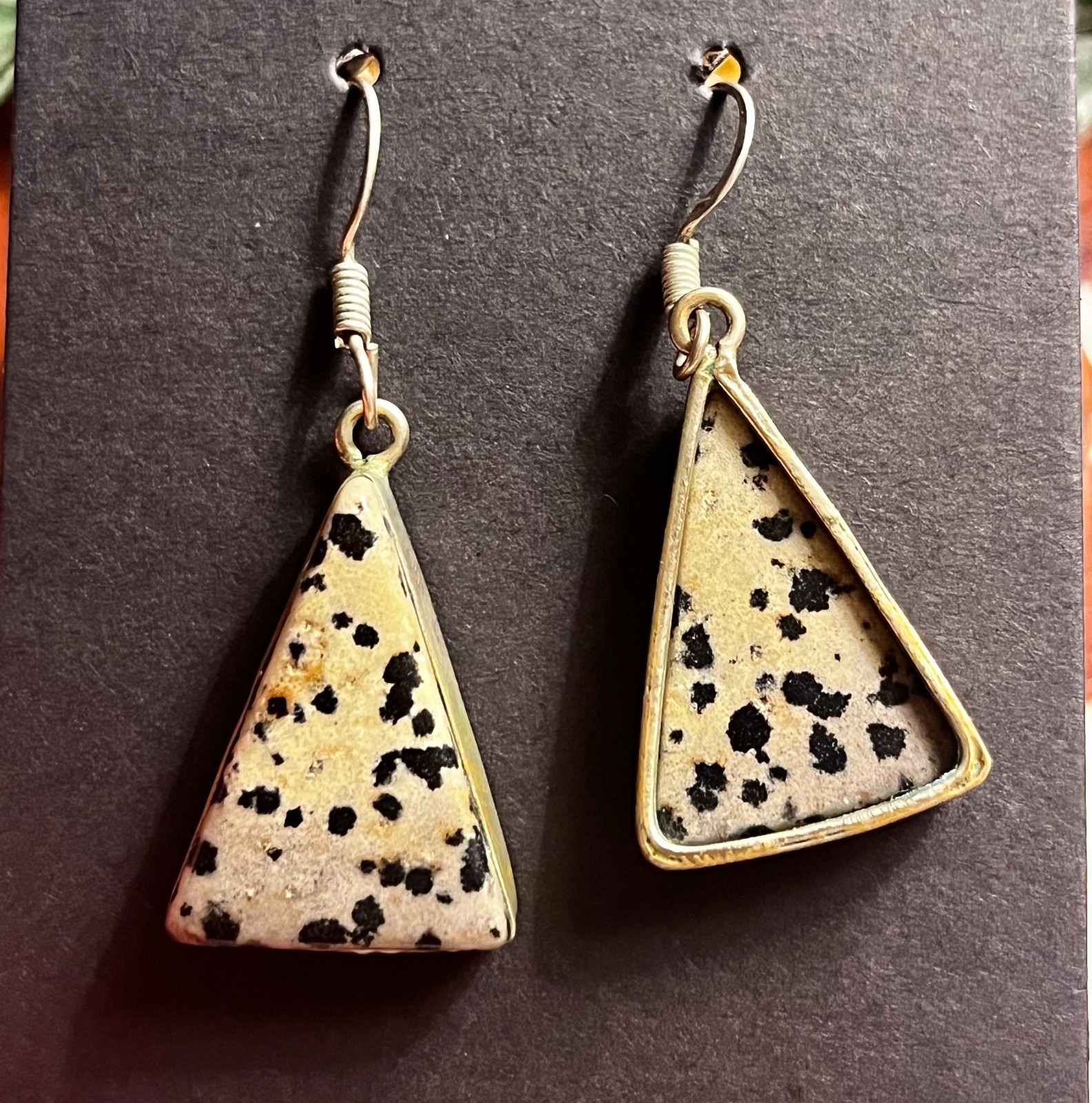 Jasper Triangle Dangle Earrings - image 2