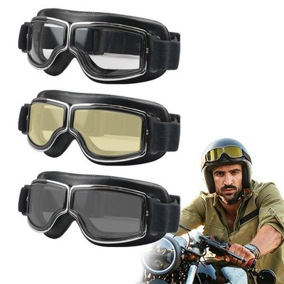 Retro Motorradbrille passt über Brille für Herren Vintage Leder Reitbrille